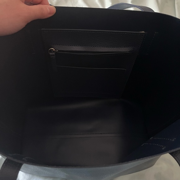 Mark & Graham Navy Blue Everyday Italian Leather Tote - Picture 4 of 4